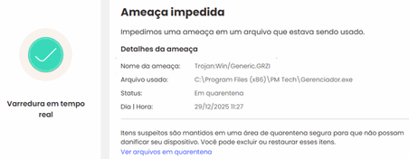Tela de apoio do Gerenciador de Exames Simulados PM Tech