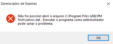 Tela de apoio do Gerenciador de Exames Simulados PM Tech