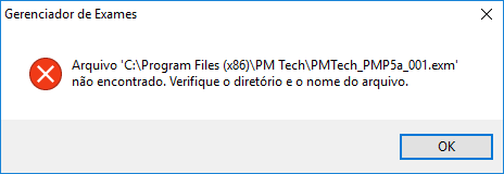 Tela de apoio do Gerenciador de Exames Simulados PM Tech